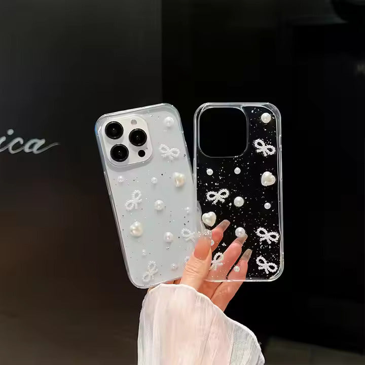 Bows and Heart Transparent Case for iPhone