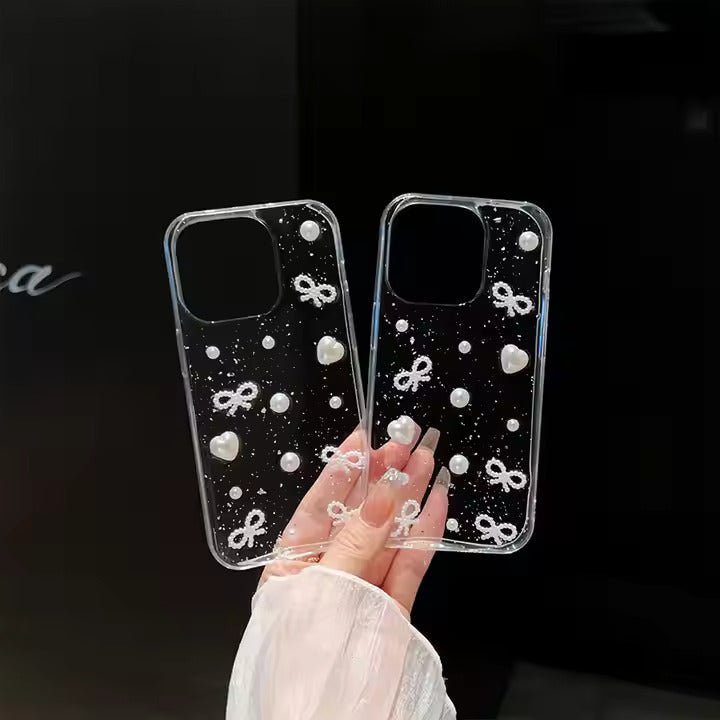 Bows and Heart Transparent Case for iPhone