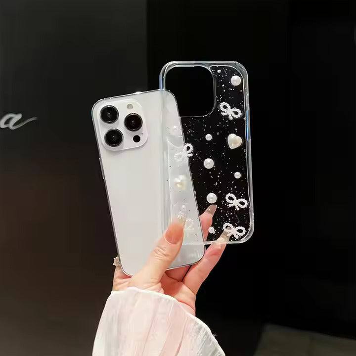 Bows and Heart Transparent Case for iPhone